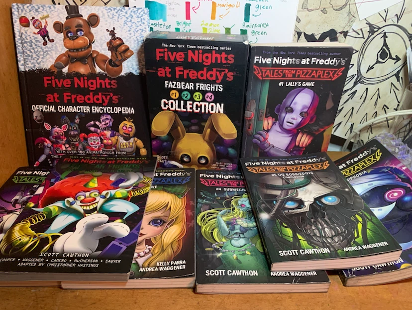 Fnaf book collection + plushies