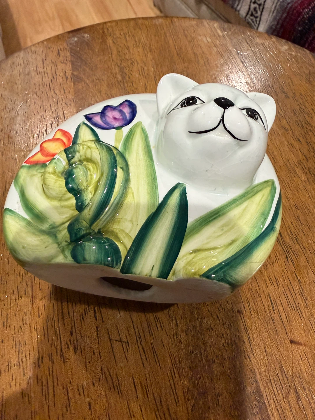 Ceramic Cat Figurine with Tulips - photo 4