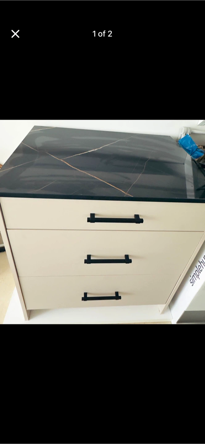 Brand new 3-Drawer Nightstand with Black Marble Top