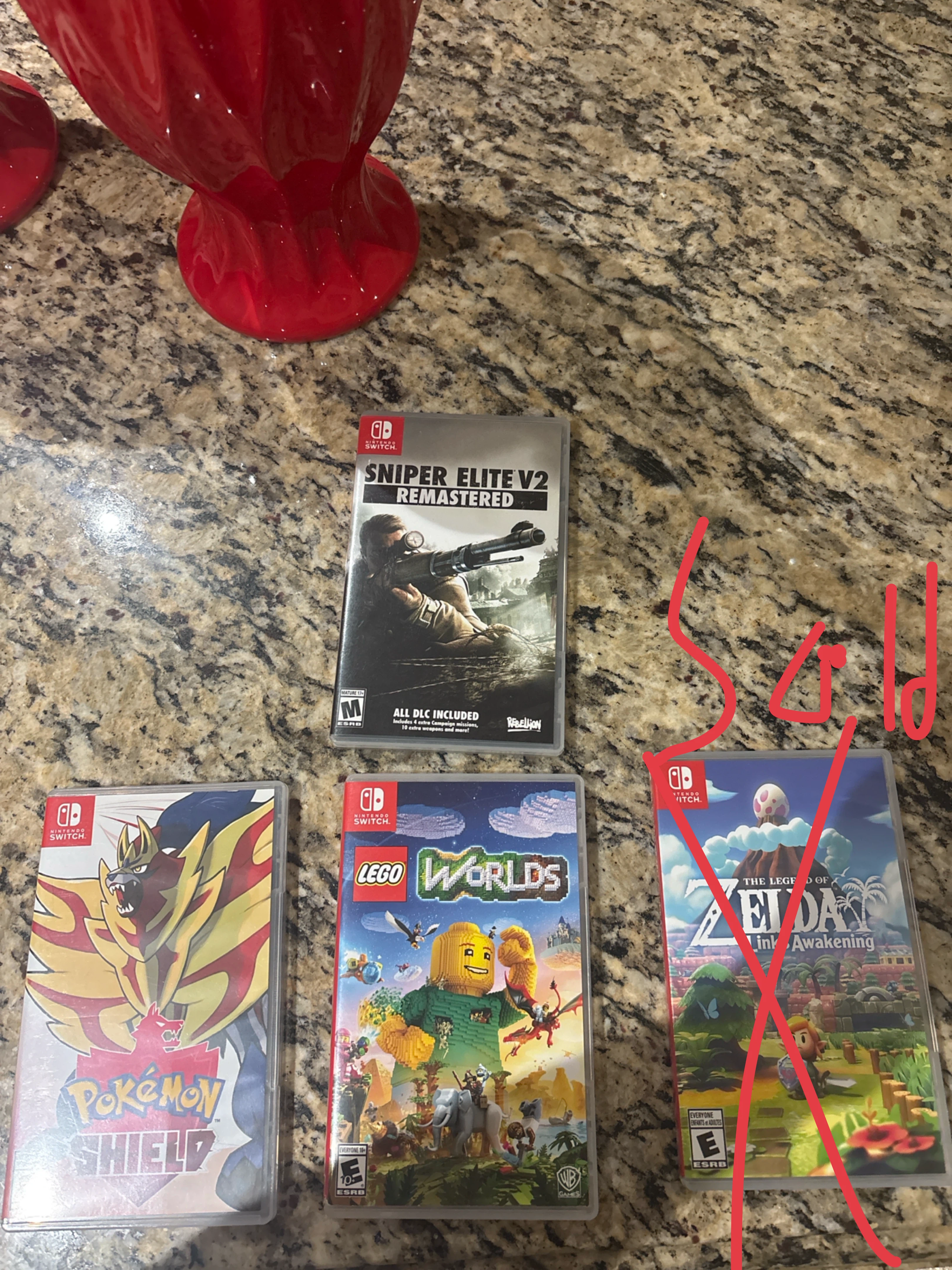 Pokémon shield,Sniper Elite V2,Lego Worlds