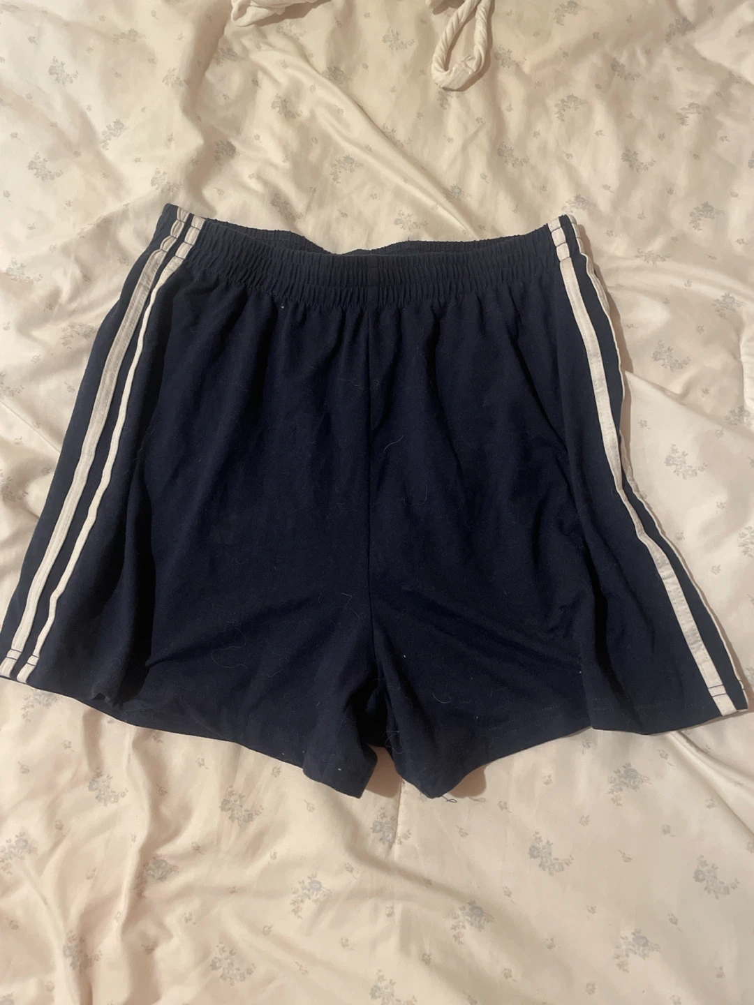 Navy Blue lounge shorts with White Stripes