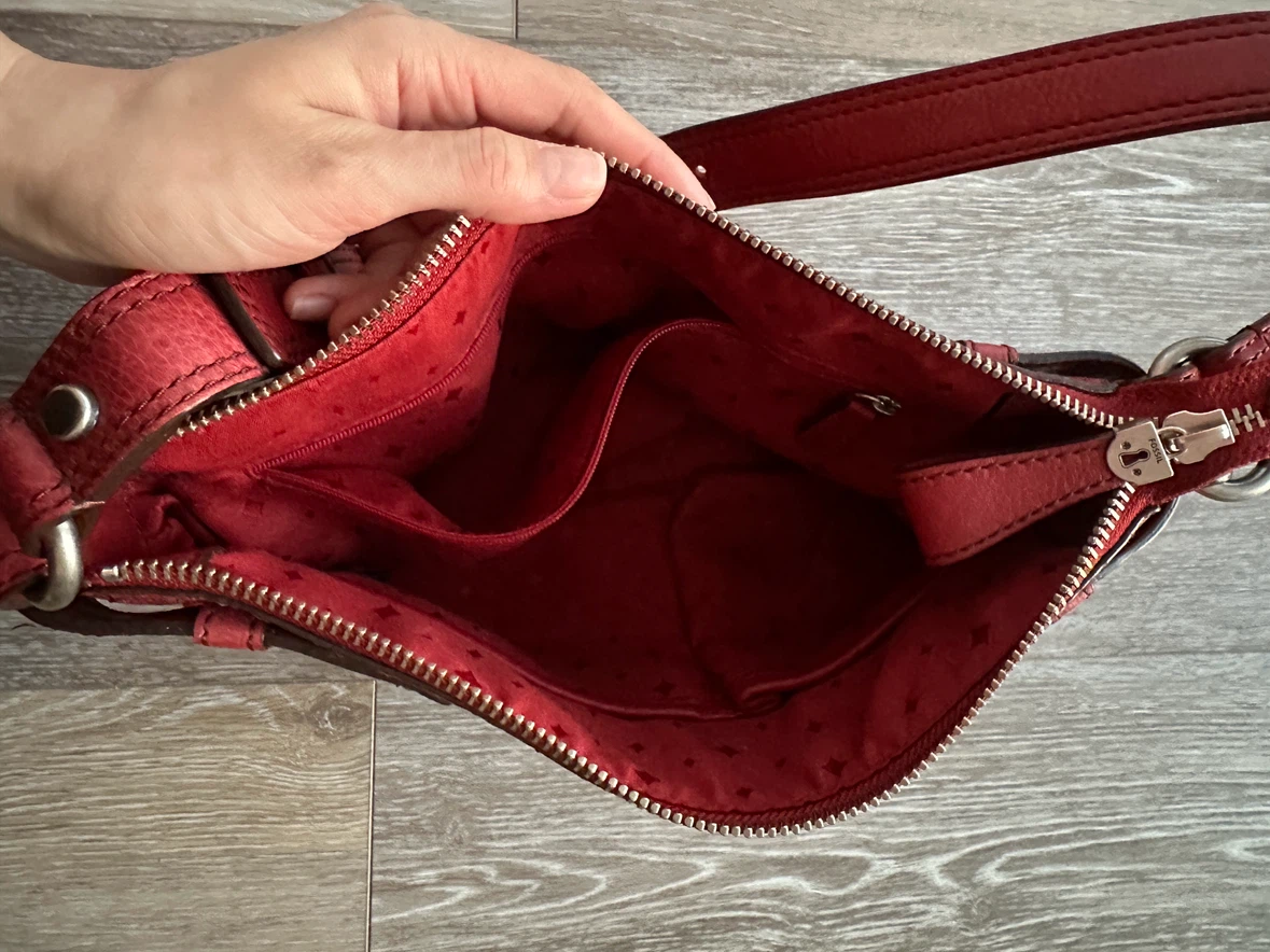 Vintage Red Fossil Leather Shoulder Bag - photo 4