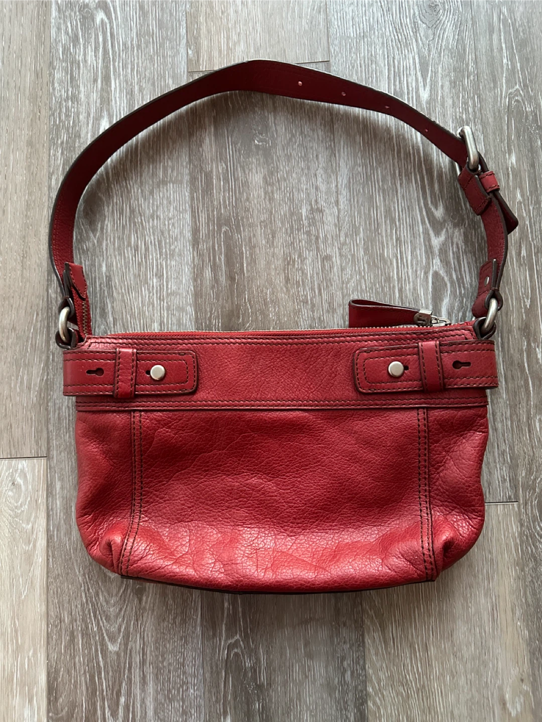 Vintage Red Fossil Leather Shoulder Bag - photo 2
