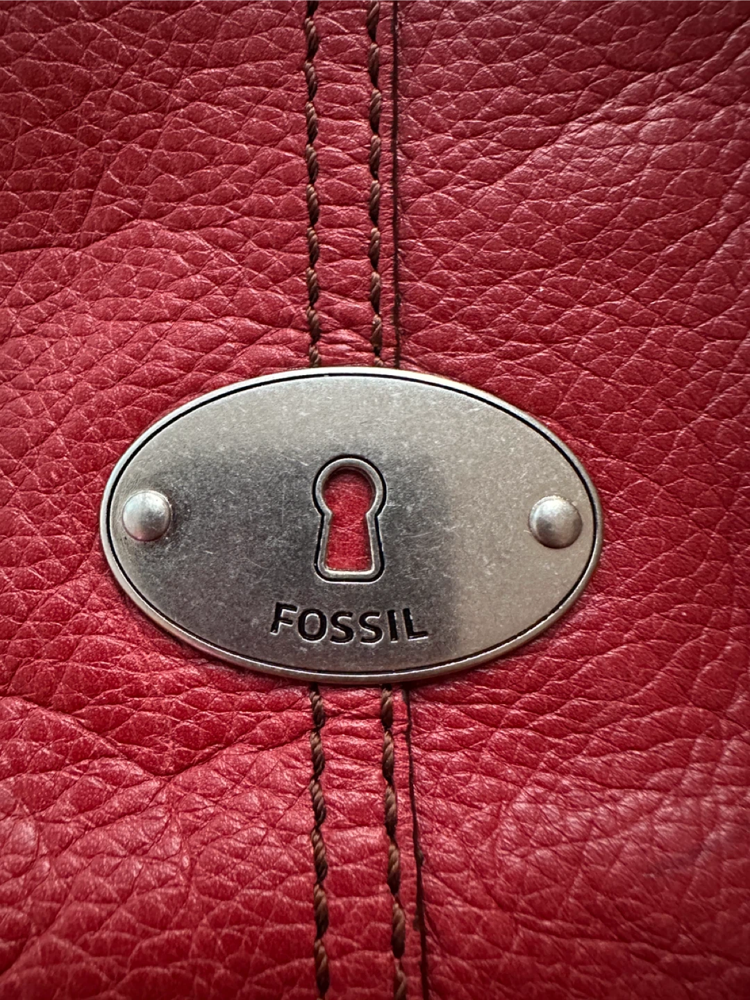 Vintage Red Fossil Leather Shoulder Bag - photo 3