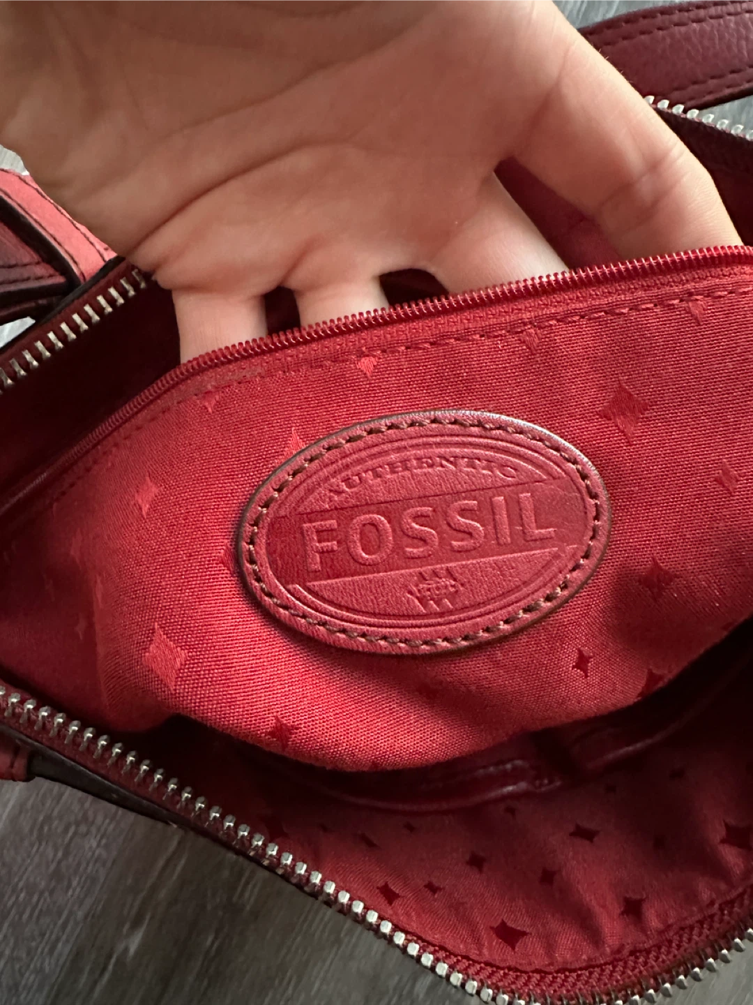 Vintage Red Fossil Leather Shoulder Bag - photo 5