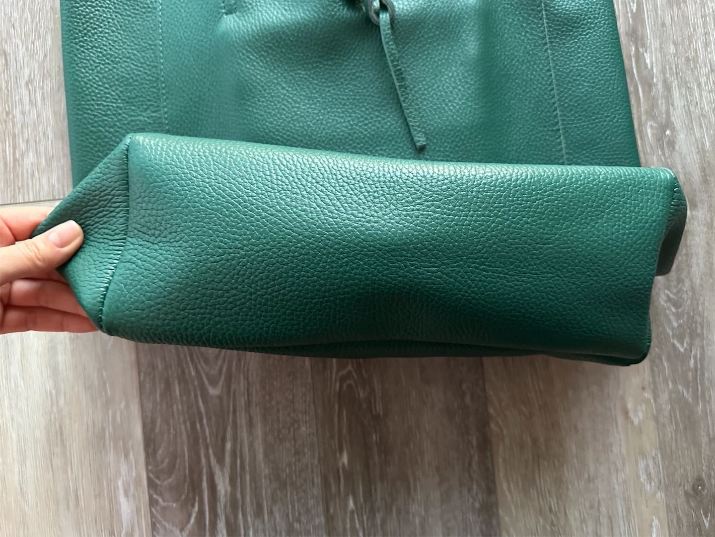 Green Leather Tote Bag - photo 2