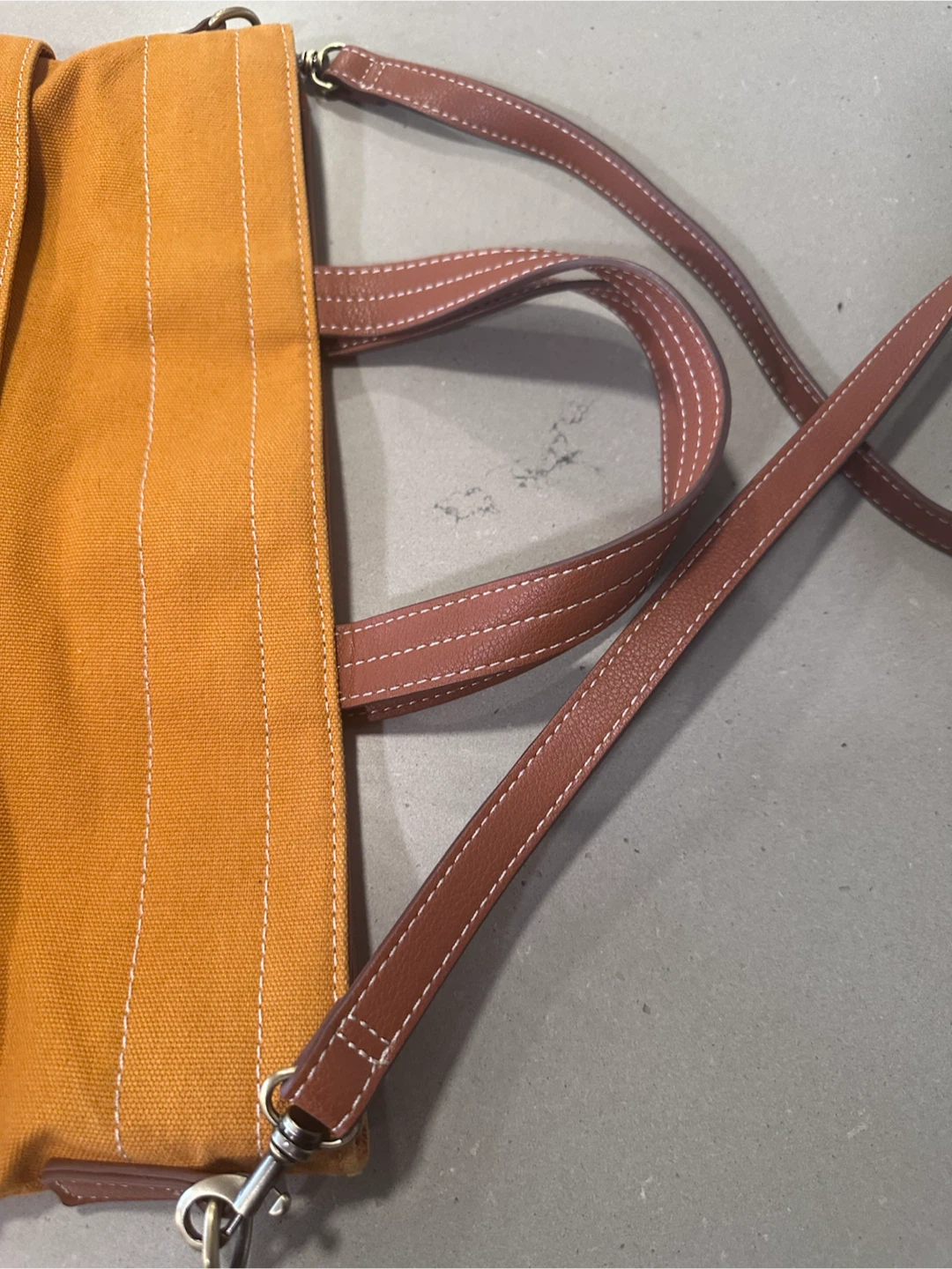 Orange Canvas Tote Bag with Leather Straps - photo 3