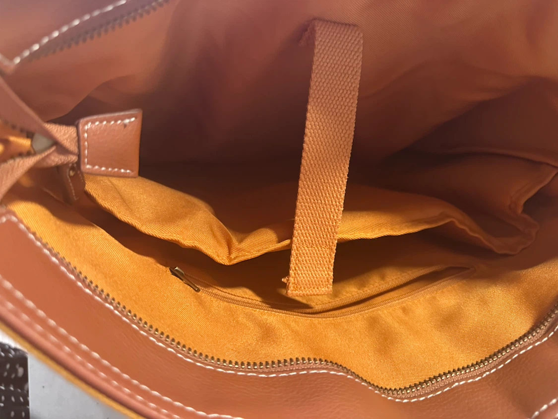 Orange Canvas Tote Bag with Leather Straps - photo 5