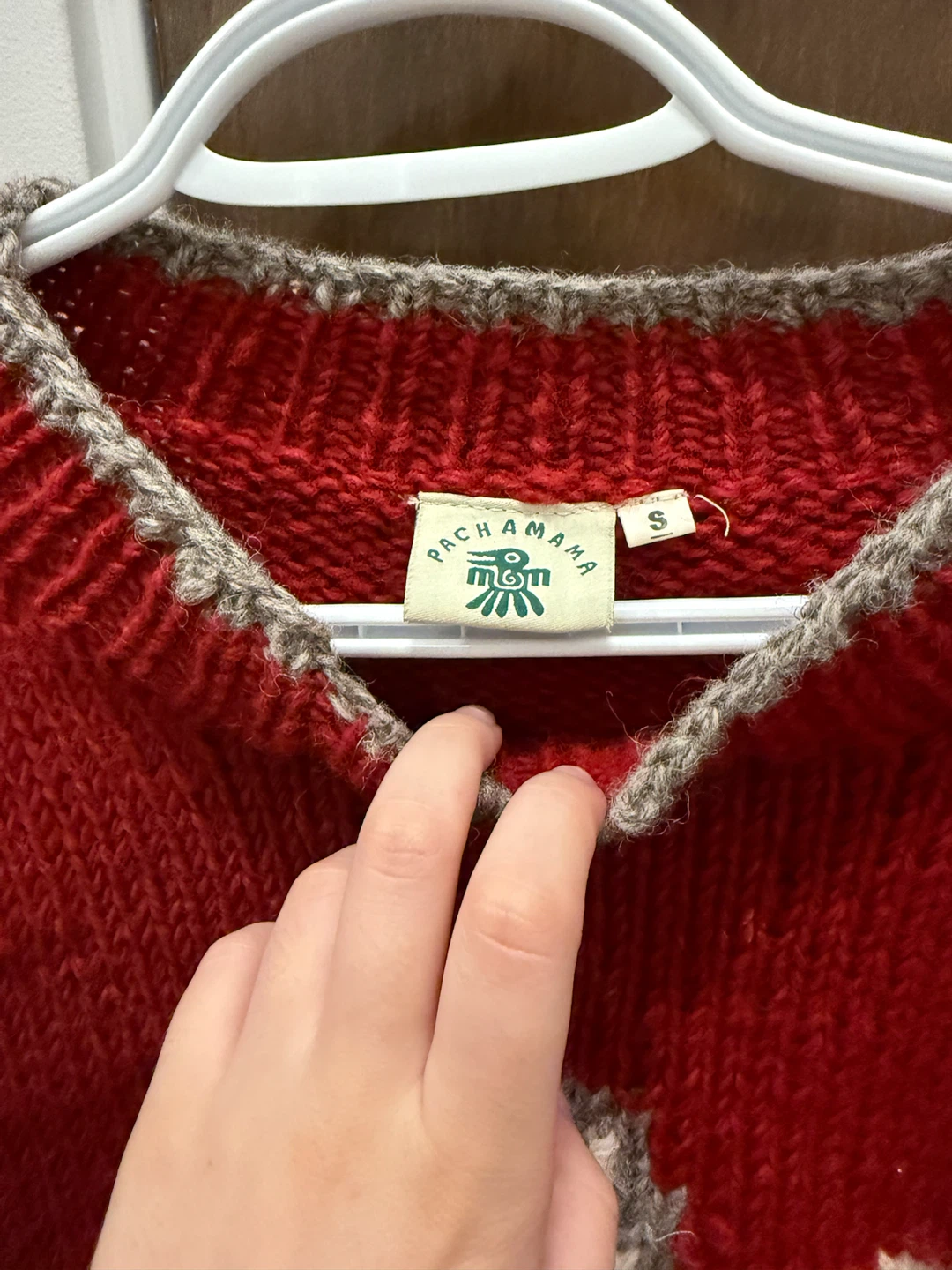 Pachamama Red Daisy Knit Sweater