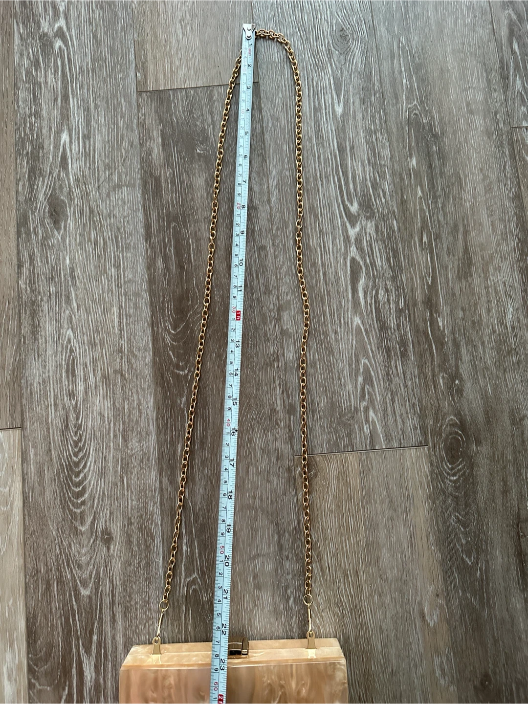 Nude/Beige Acrylic Clutch Purse with Gold Chain - photo 4