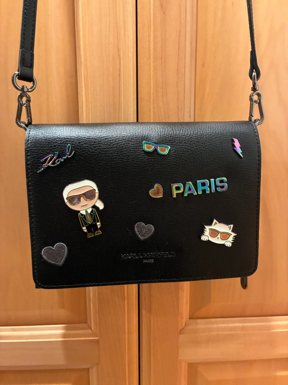 Karl Lagerfeld Black Crossbody Bag with Charms
