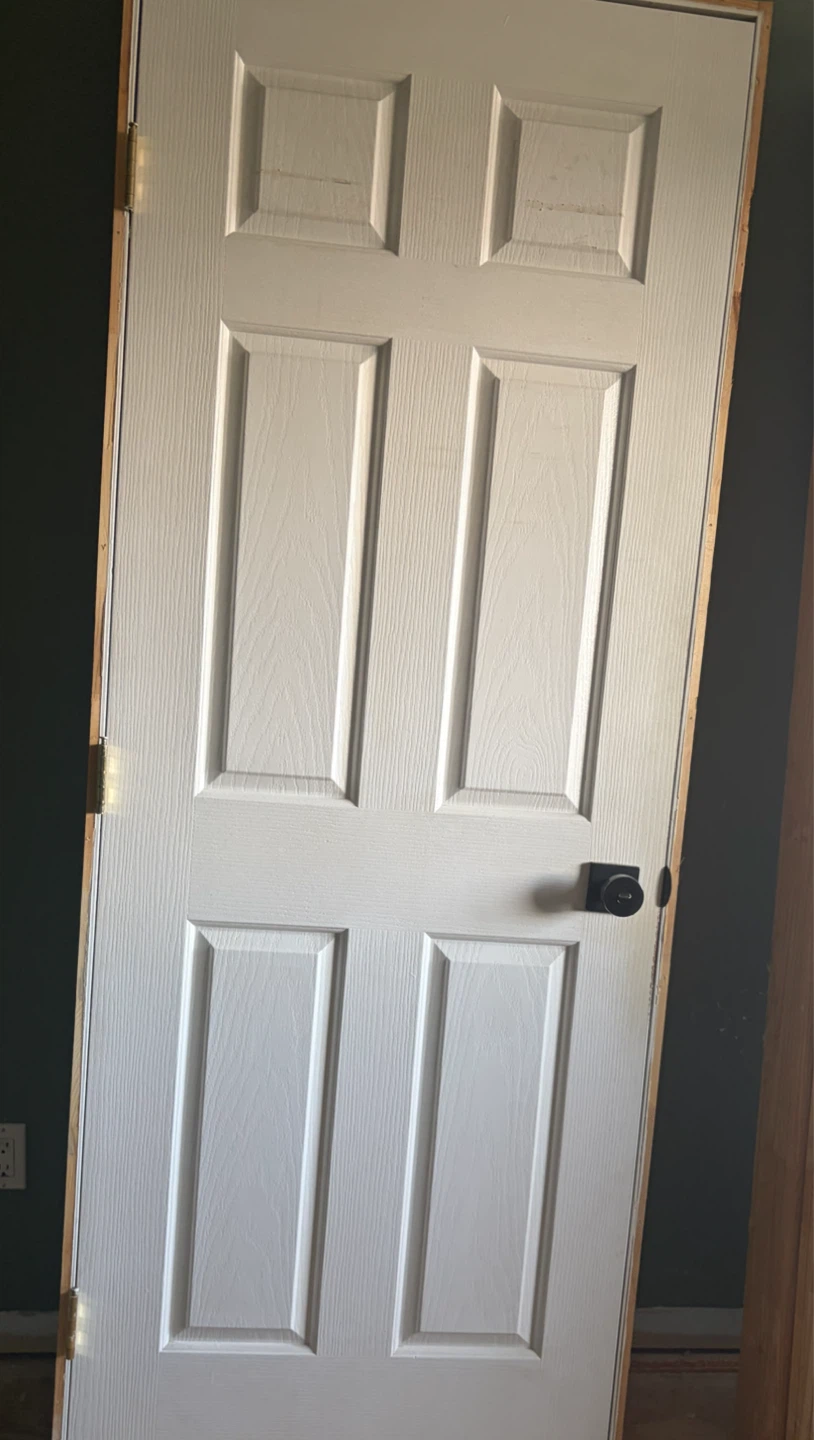 White 6-Panel Interior Door with Black Hardware - photo 3