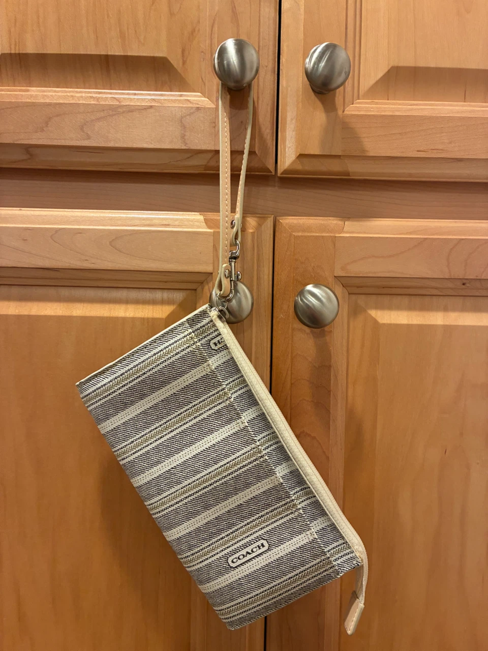Coach Striped Wristlet Clutch