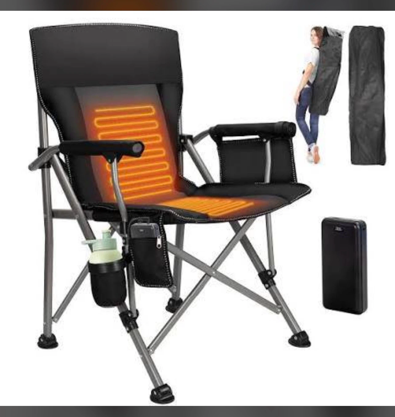 Heated Camping Chair and Carrying Bag
