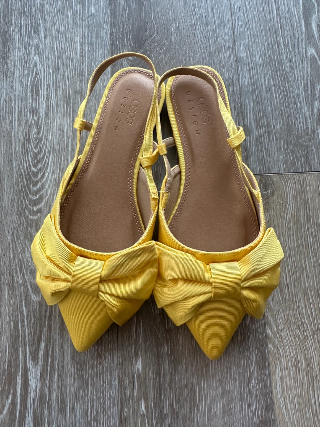 NEW ASOS DESIGN Yellow Bow Slingback Flats