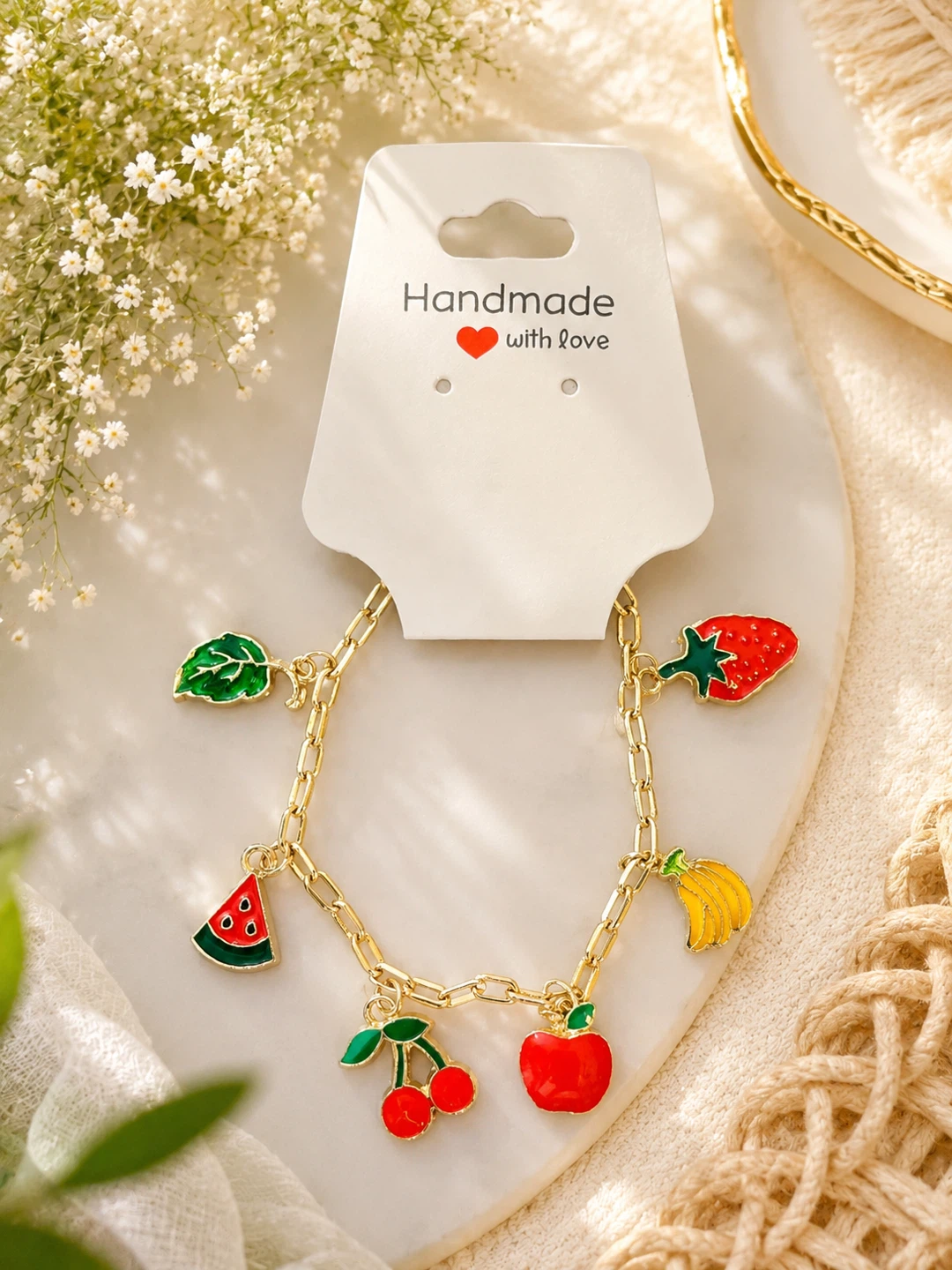 Handmade Charm Bracelet with Fruits