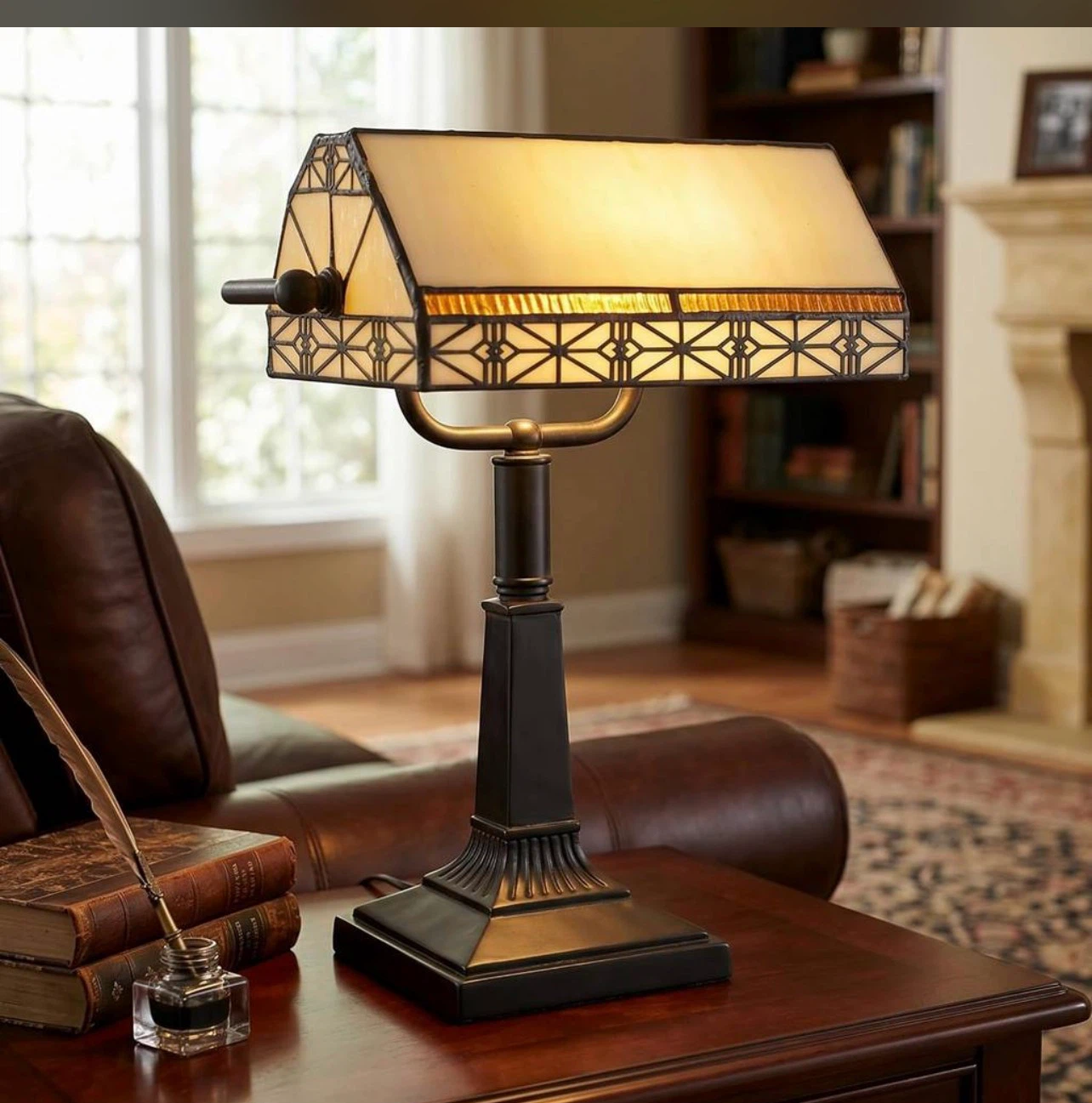 Tiffany Style Banker's Lamp