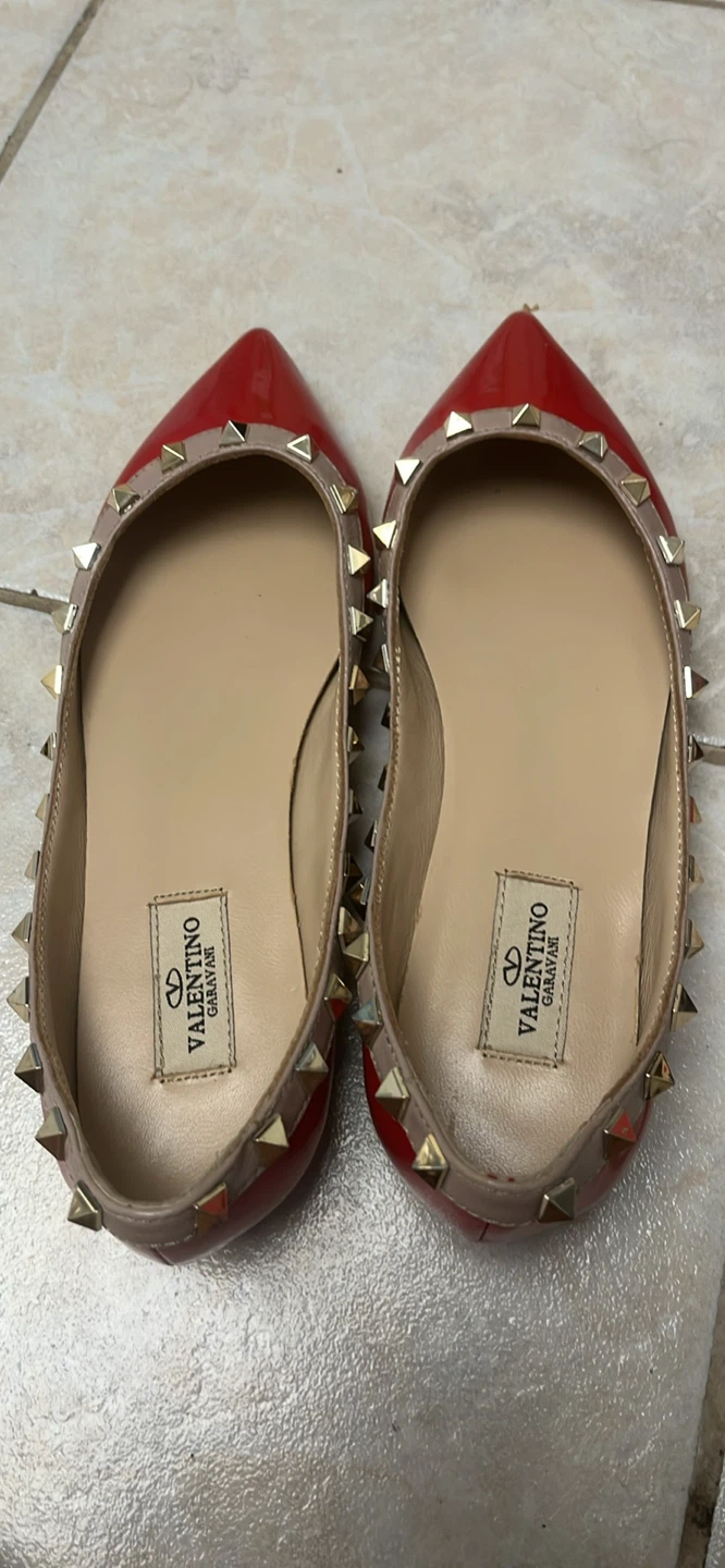 Valentino Garavani Studded Red Ballerina Flats