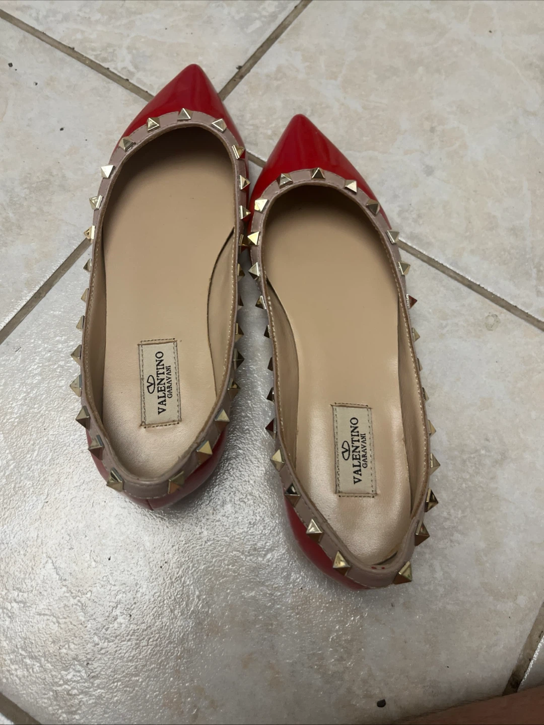 Valentino Garavani Studded Red Ballerina Flats - photo 2