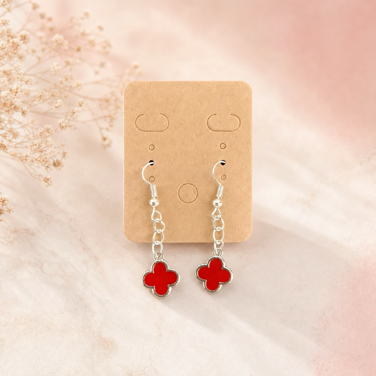 Red Clover Dangle Earrings