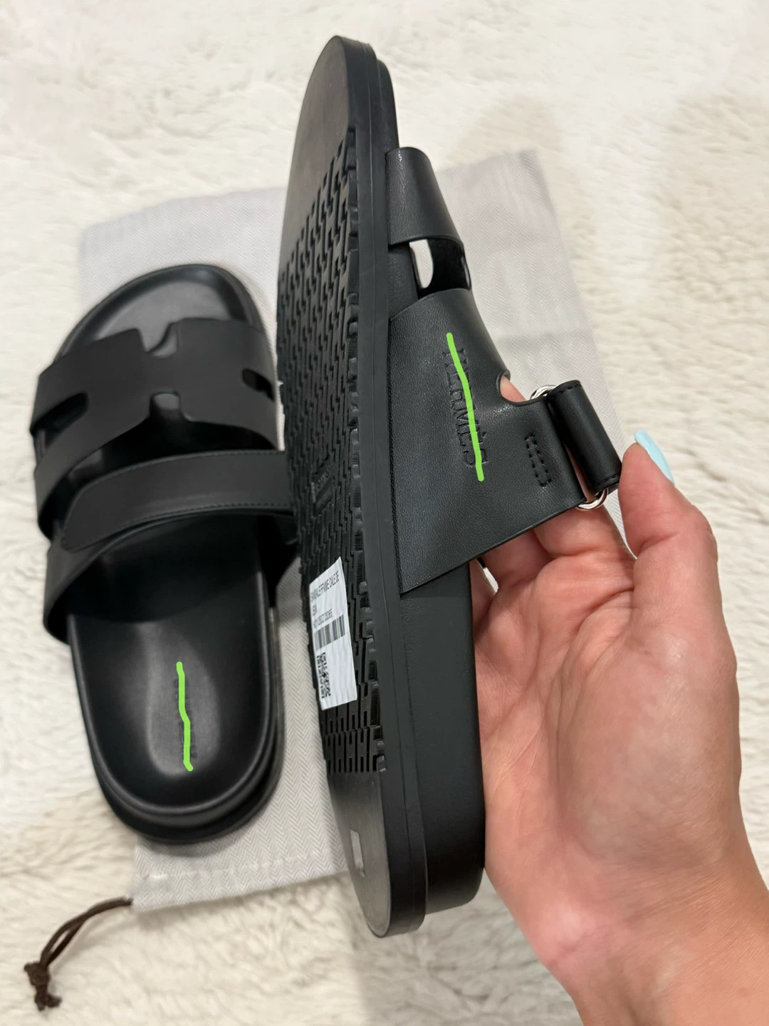 Black Leather Slides Size 38 - photo 3