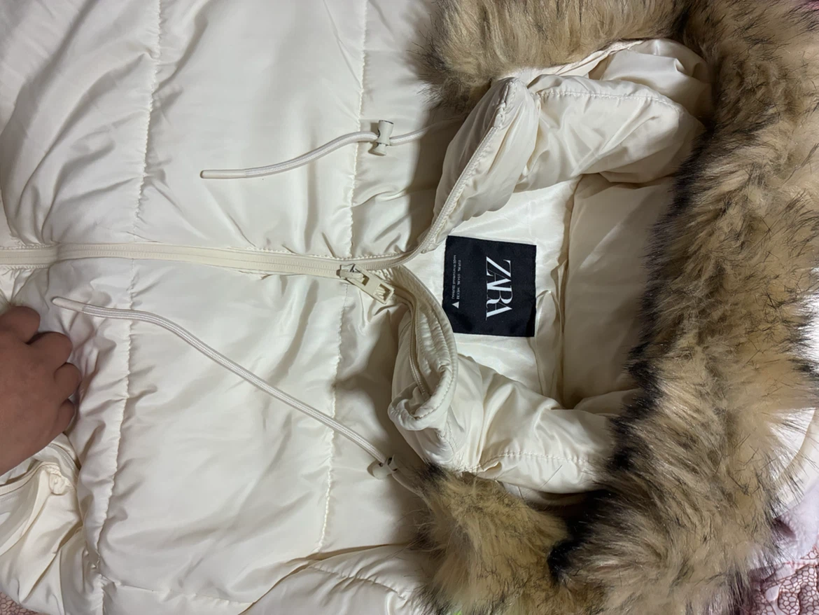 Zara Puffer Coat with Faux Fur Hood - photo 2