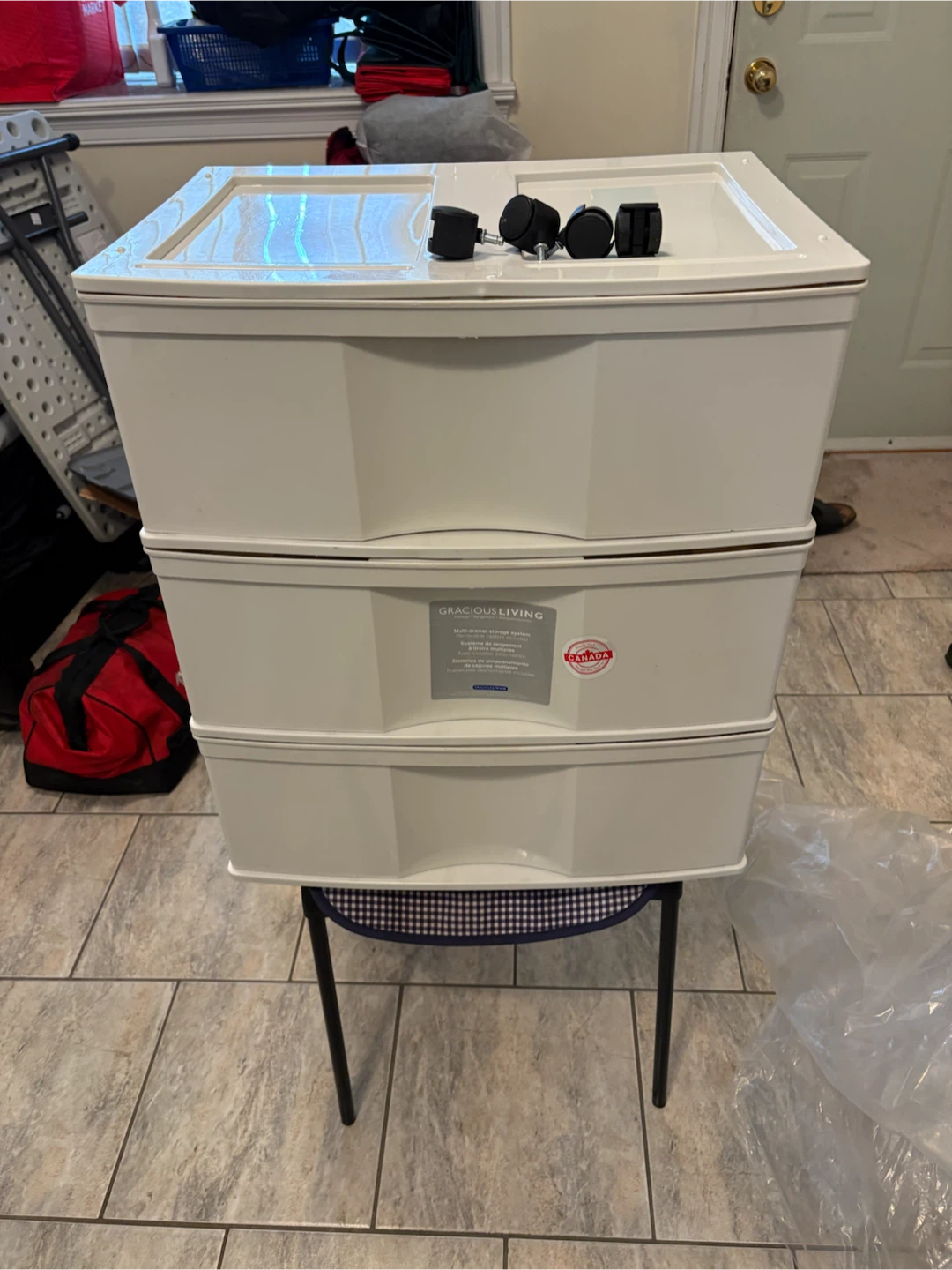 Gracious Living 3-Drawer Storage Unit with Wheels