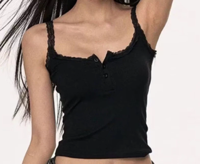 Brand New (S) Brandy Dupe Black lace trim tank top