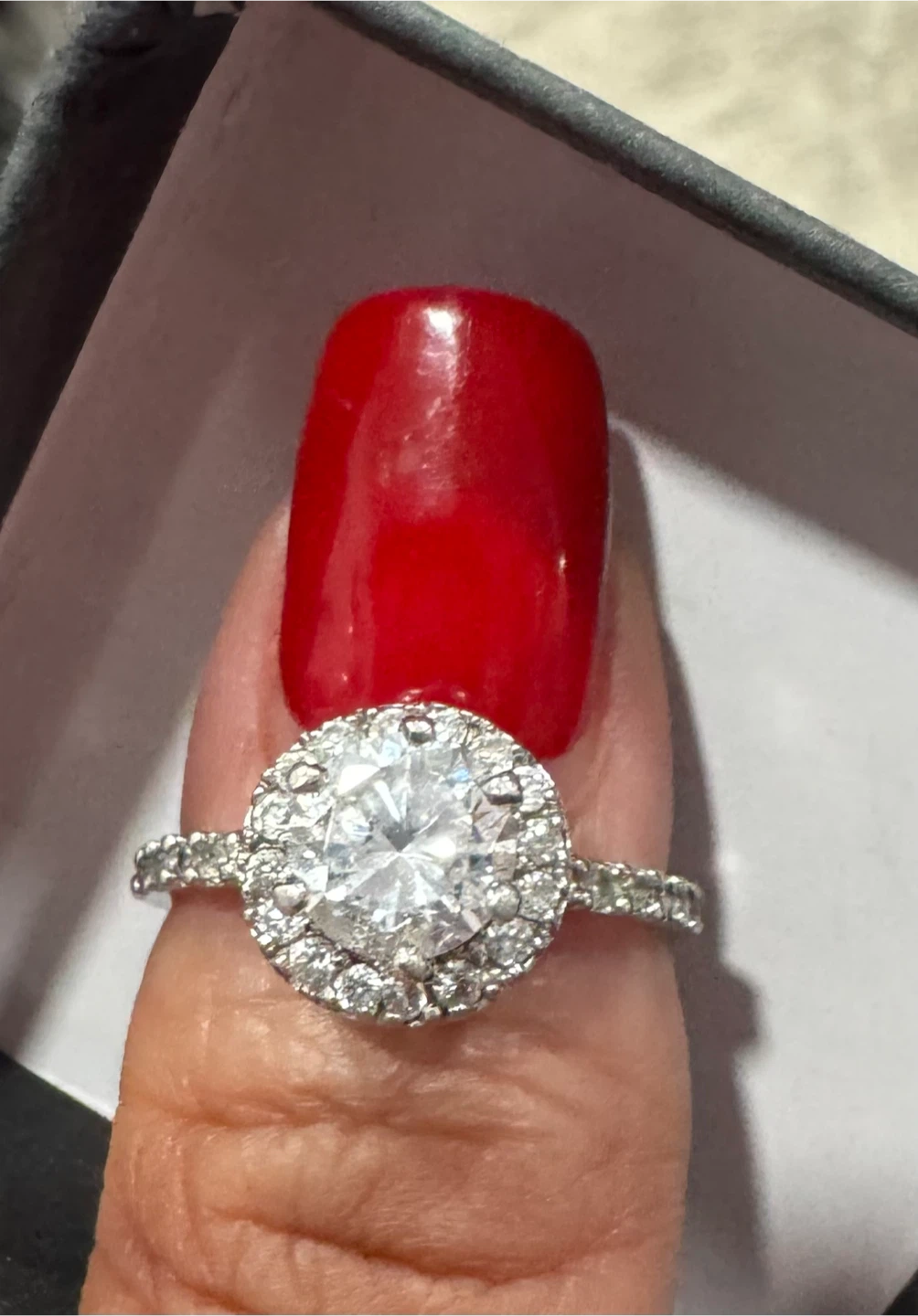 Halo Engagement Ring with Pave Band