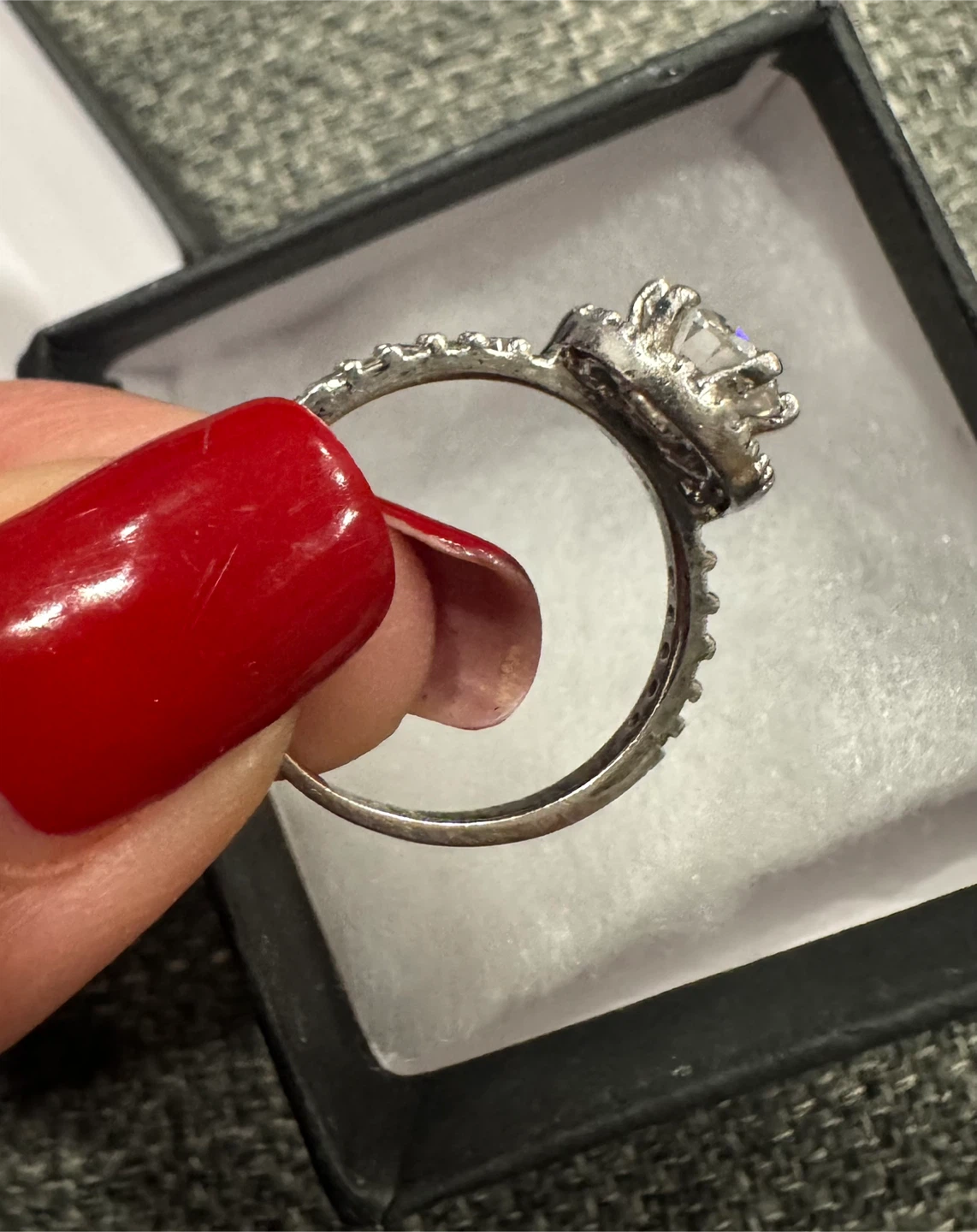 Halo Engagement Ring with Pave Band - photo 2