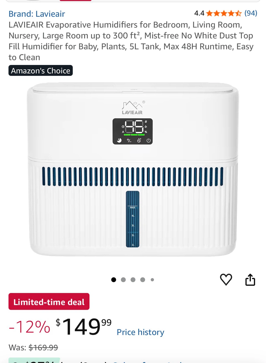 Lavieair 8021 Evaporative Humidifier
