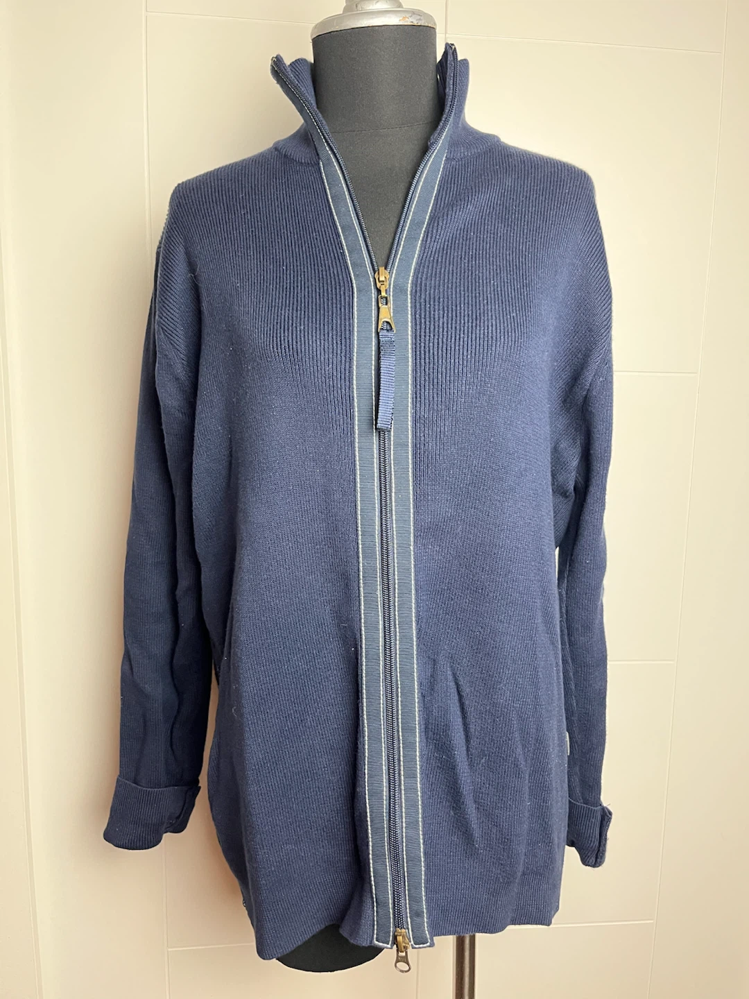 Mexx Zip-Up Cardigan Sweater Navy Blue