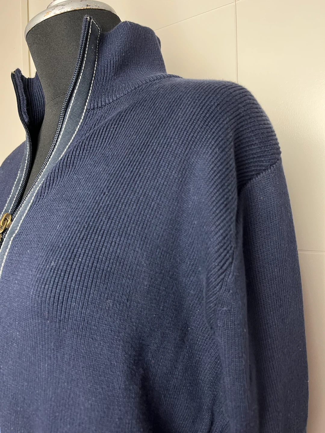Mexx Zip-Up Cardigan Sweater Navy Blue - photo 3