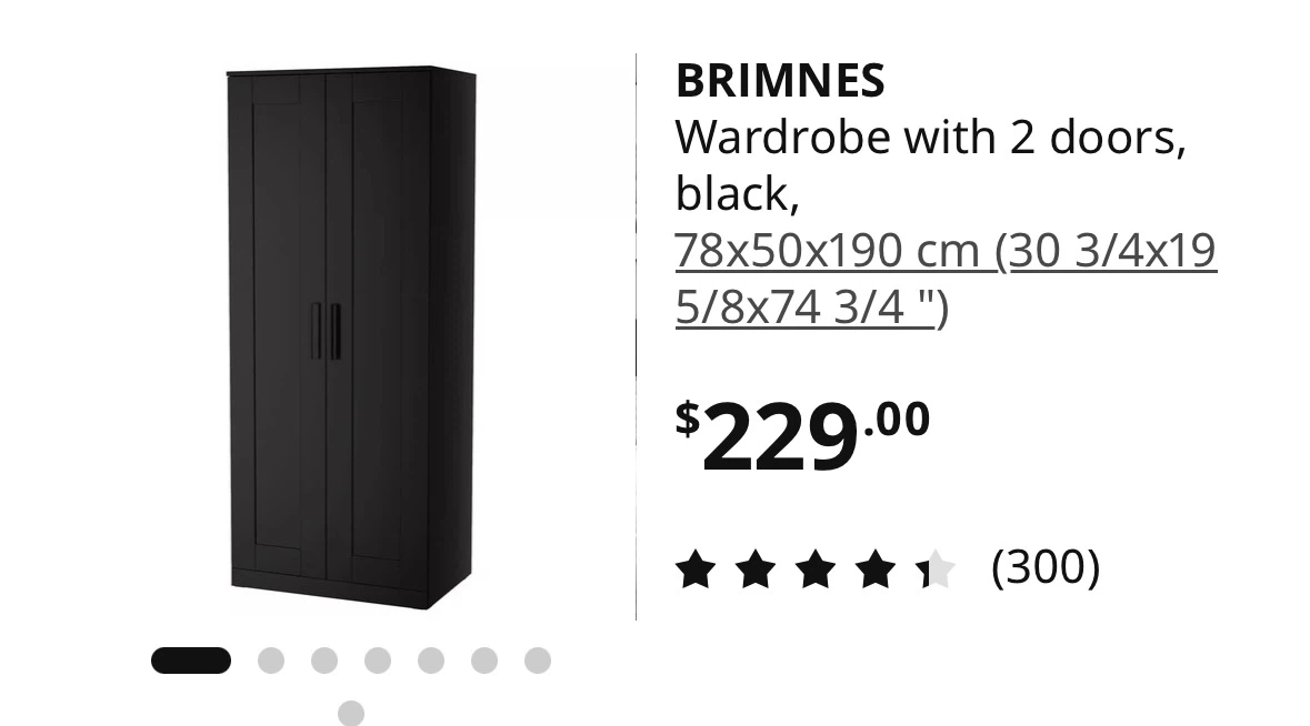 BRIMNES Wardrobe with 2 doors, black - photo 2