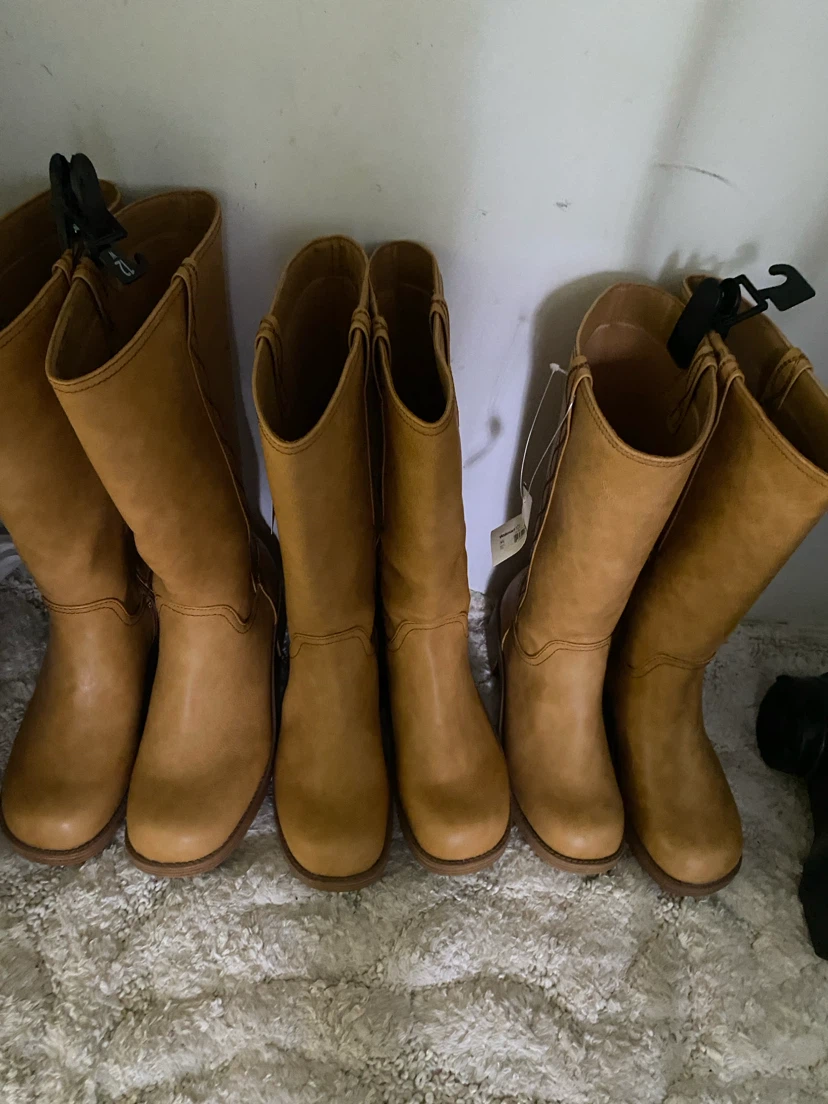 Women's Tan Faux Leather Boots