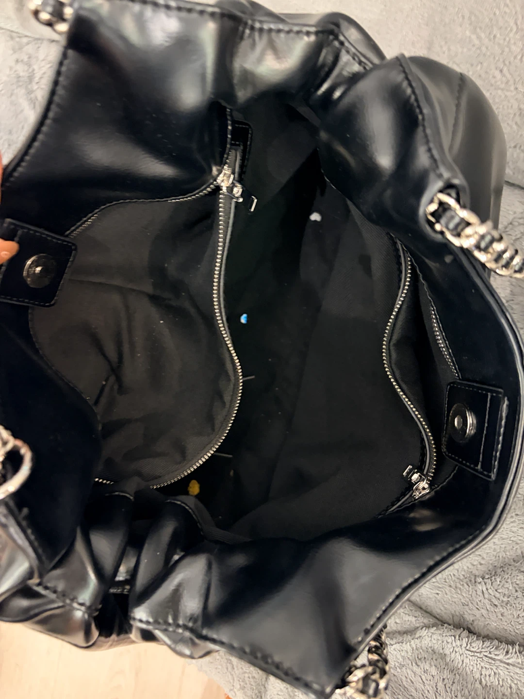 Black Faux Leather Shoulder Bag