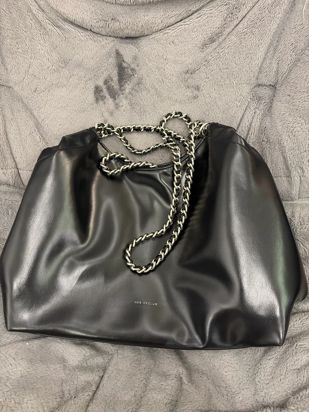 Black Faux Leather Shoulder Bag - photo 2