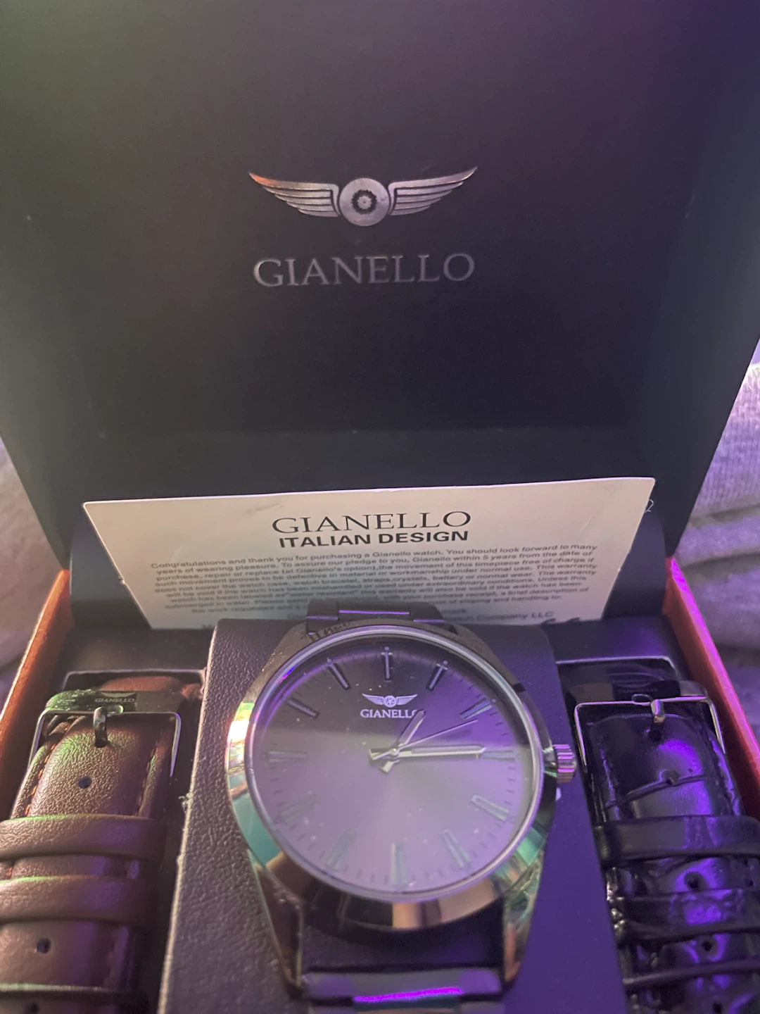Gianello Virtus Black Interchangeable 3 Strap Watch Set - photo 3