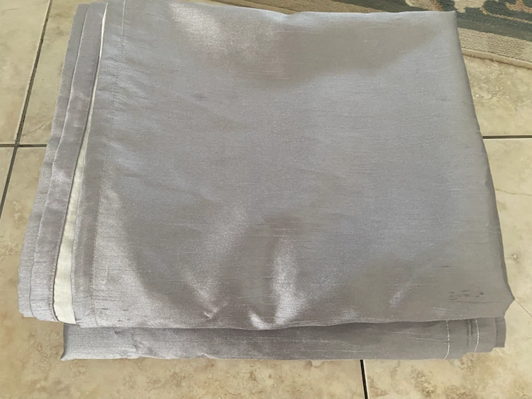 Silver Satin Curtain Panel