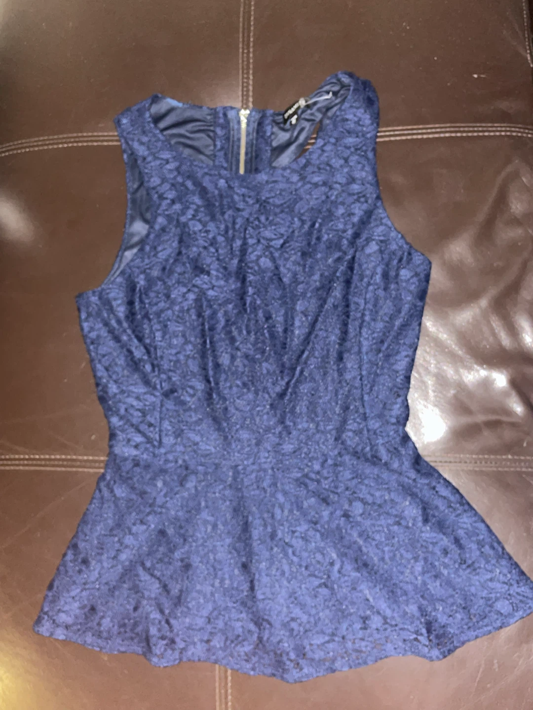 Dynamite Lace Peplum Top - Navy Blue
