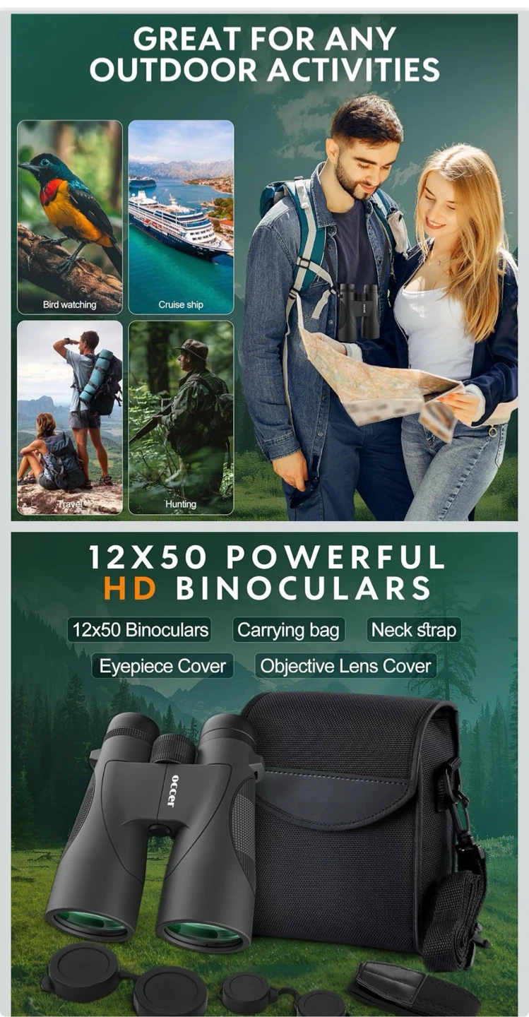 Occer 12x50 HD Binoculars with Carrying Bag - photo 3