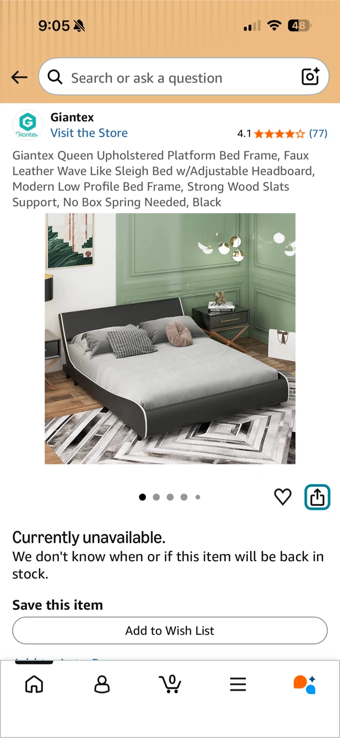 Giantex Queen Upholstered Platform Bed Frame - Black - photo 4