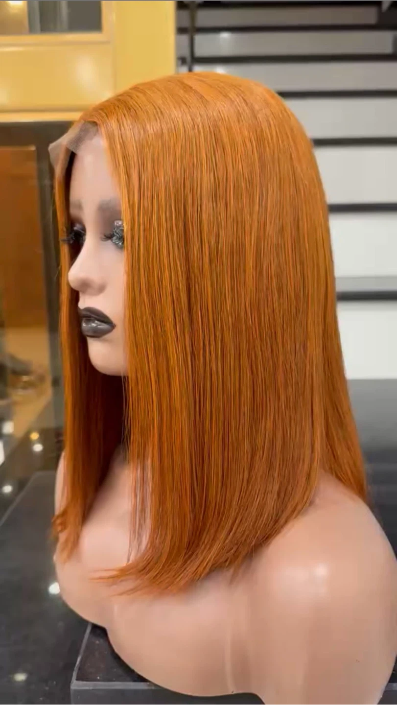 Ginger-Colored Vietnamese Bone Straight Wig – 12" - photo 2