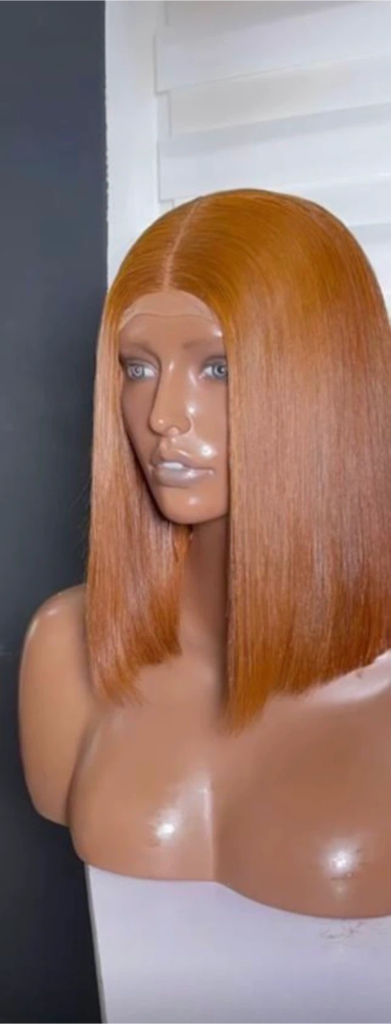 Ginger-Colored Vietnamese Bone Straight Wig – 12" - photo 3