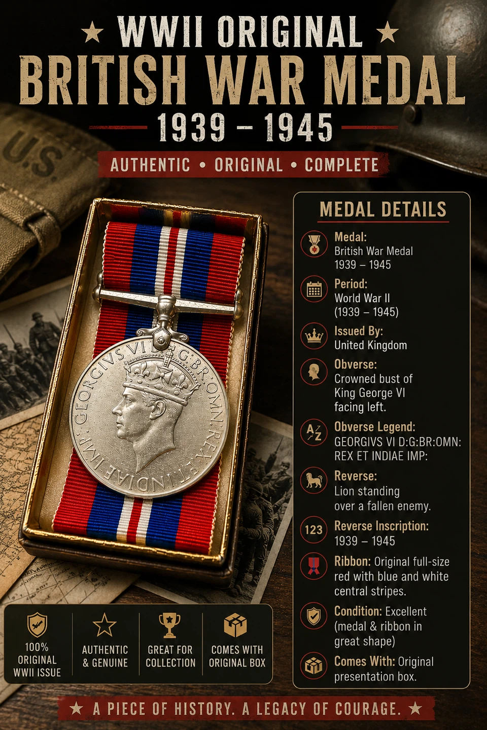 WWII Original British War Medal 1939-1945