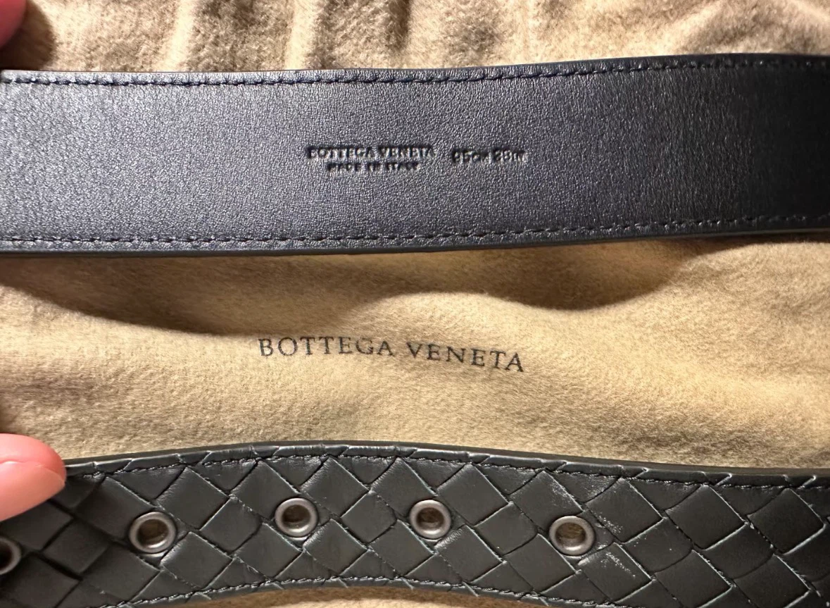 Bottega Veneta Intrecciato Belt – Black – 95 cm / 38 in