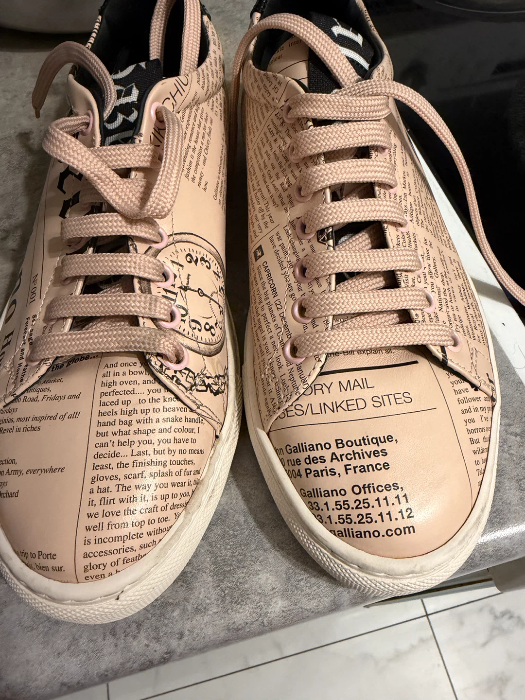 John Galliano Newspaper Print Sneakers Size 38