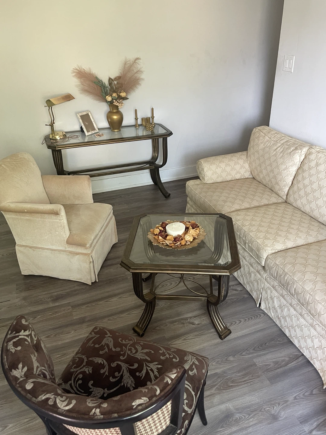Cream Upholstered Armchair - $12