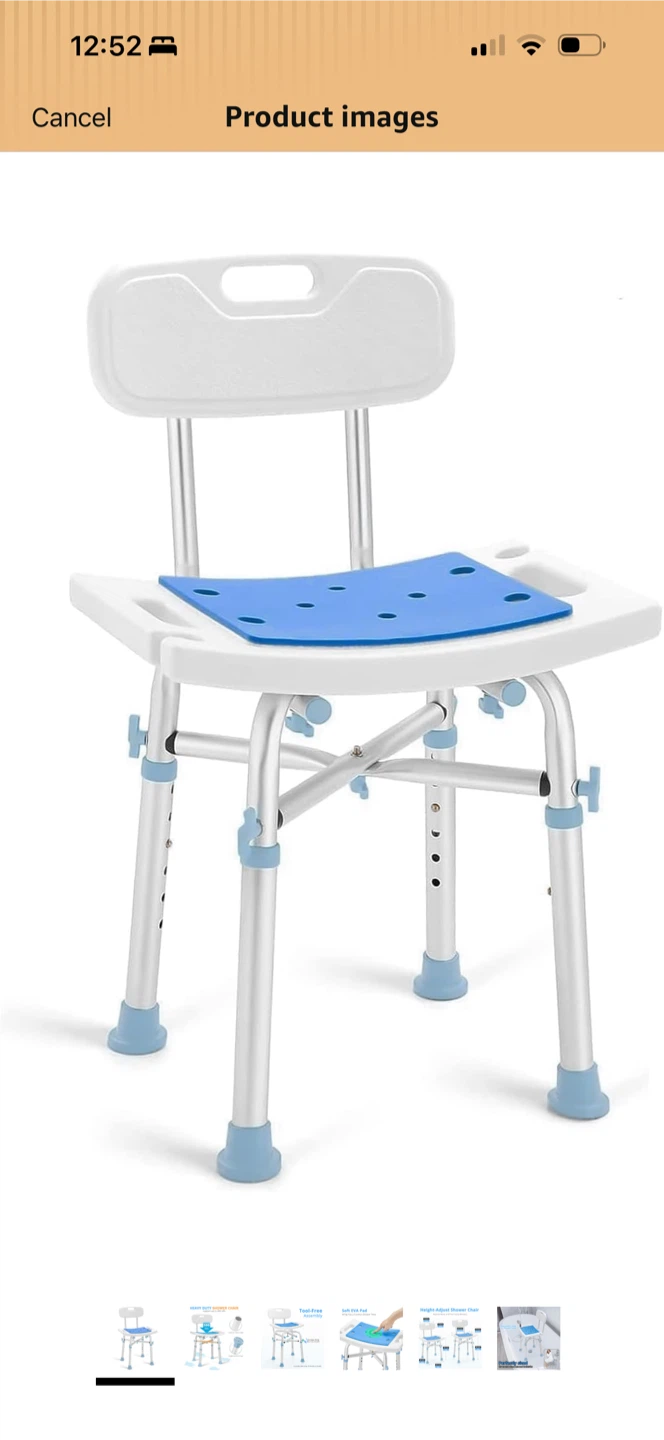 Shower Chair with Backrest (500lbs/226kg) - Height Adjustable