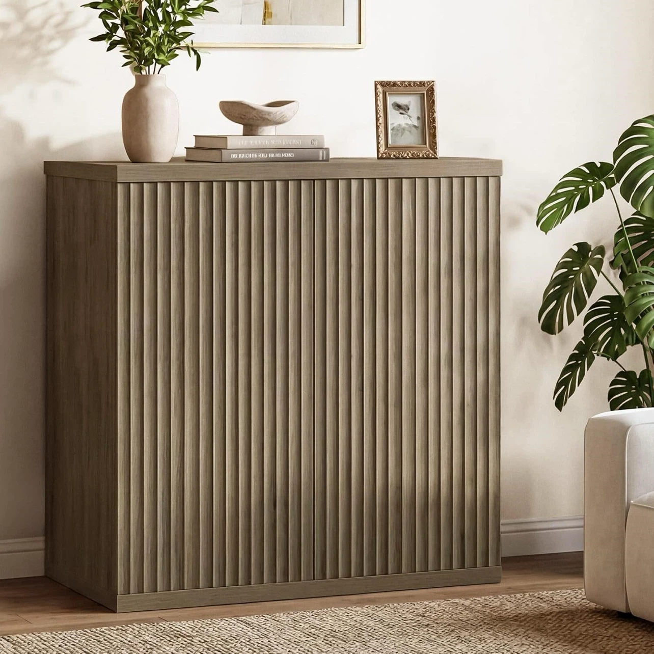 Fluted Wood Cabinet
